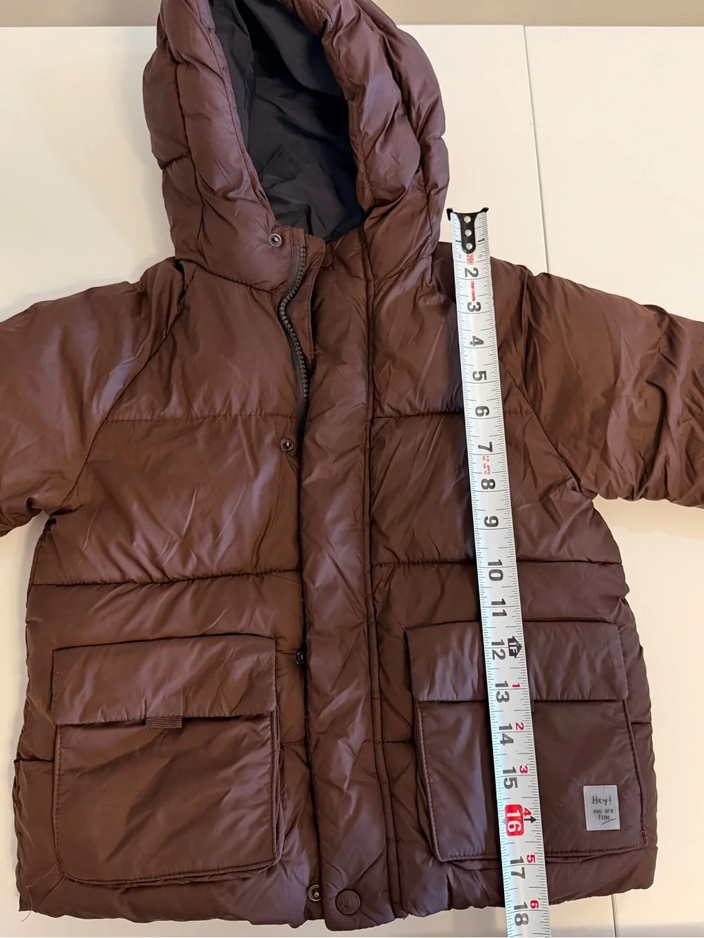 Zara Kids Chocolate Brown Hooded Puffer Coat Fleece Lined 3-4 Years 104cm
